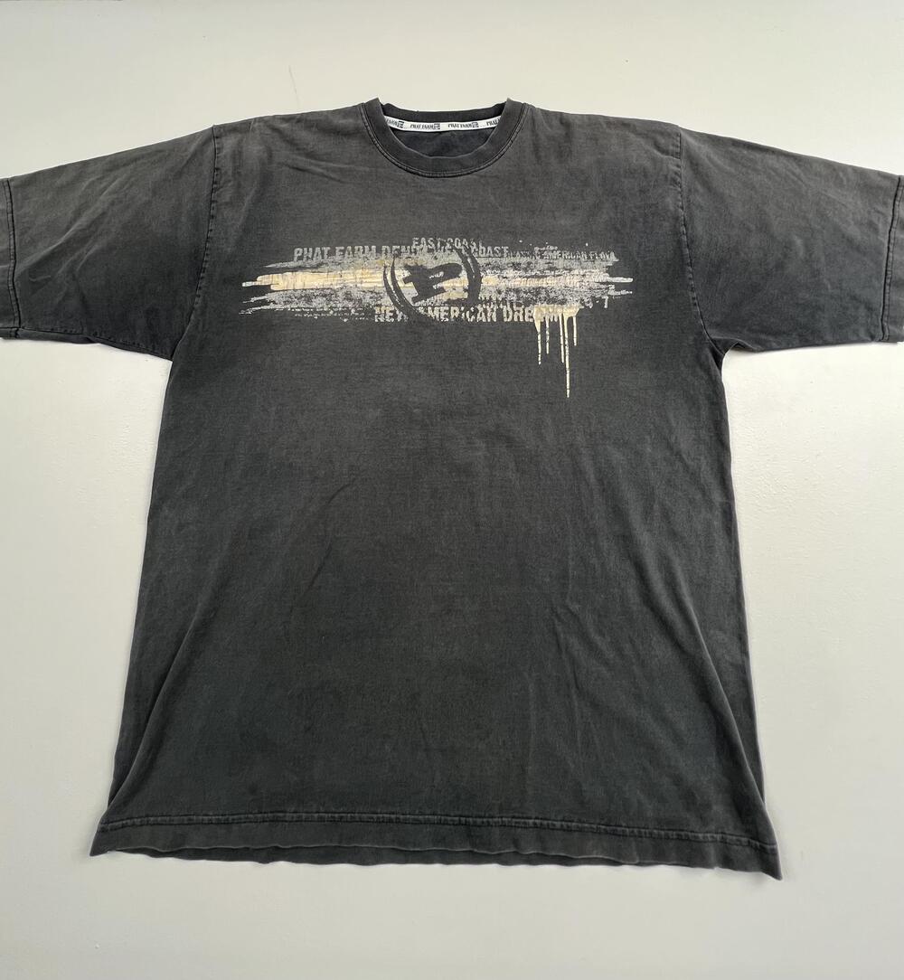 Vintage Phat Farm Shirt Mens Gray Logo Graphic Tee Hip Hop Streetwear Read